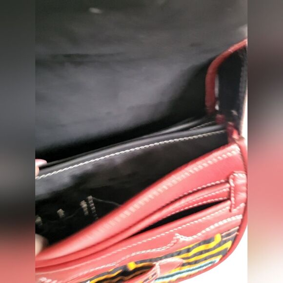 Carriel Crossbody Handbag RedColor/Colorful Cloth Material 10x9 - Picture 11 of 13